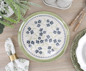 Round Isobel Blue Floral Serving Platter