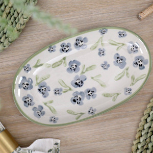 Small Isobel Blue Floral Serving Plate, decorative tableware