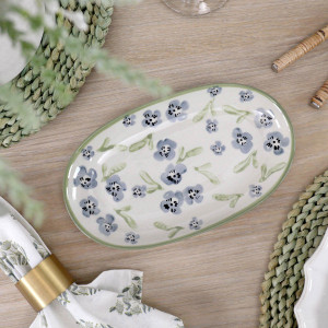 Small Isobel Blue Floral Serving Plate, a tabletop piece for serving or decorative display