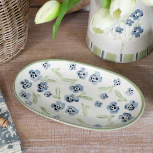 Small Isobel Blue Floral Serving Plate, designed for practical dining use with an ornamental presentation