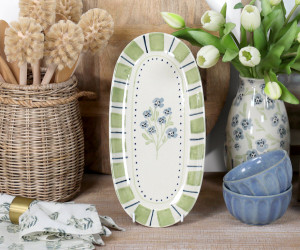 Long Oval Isobel Blue Floral Serving Platter