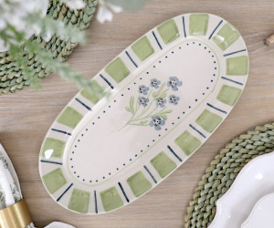 Long Oval Isobel Blue Floral Serving Platter
