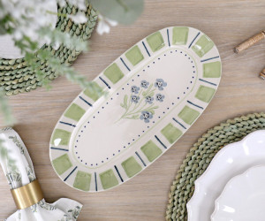 Long Oval Isobel Blue Floral Serving Platter