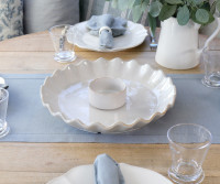 Roycroft Fluted Ceramic Platter & Dip Bowl