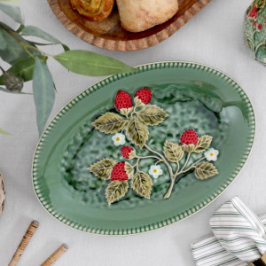 Wild Strawberry Green Platter, decorative tableware