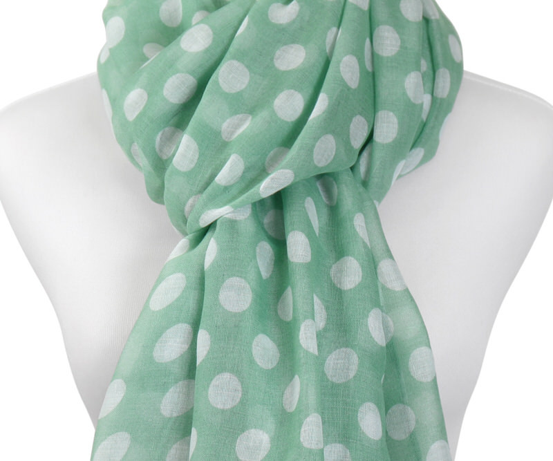 Sweetpea Green & White Polka Dot Scarf