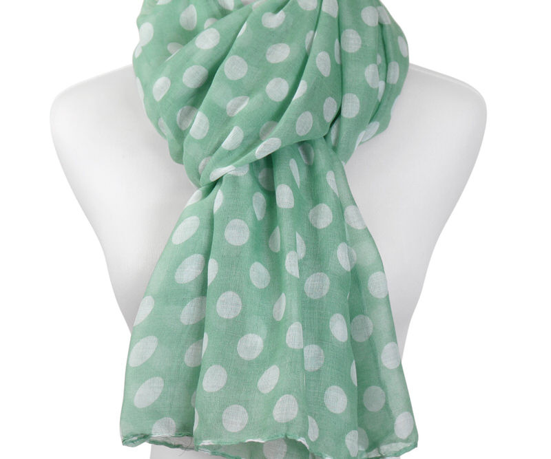 Sweetpea Green & White Polka Dot Scarf