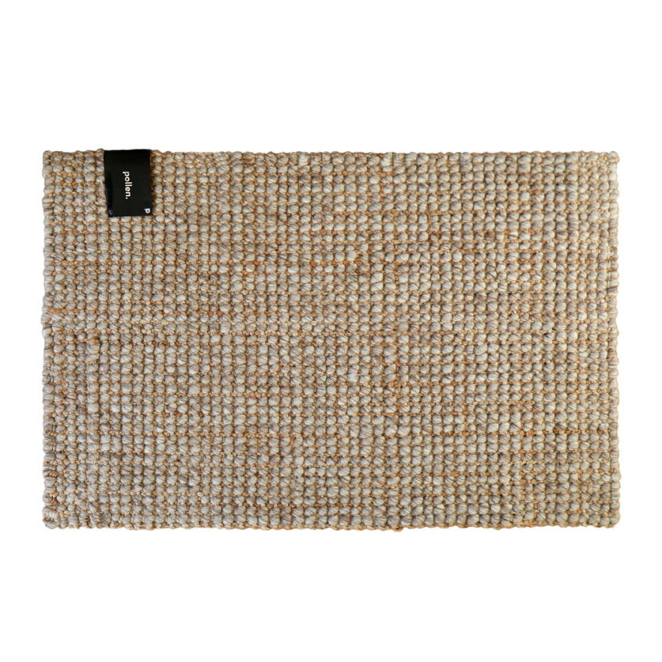 Rectangular jute indoor mat in natural sandstone and beige tones