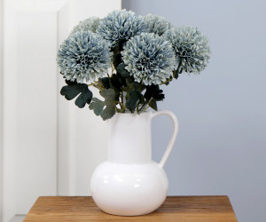Set 6 Dusty Blue Pom Pom Flowers
