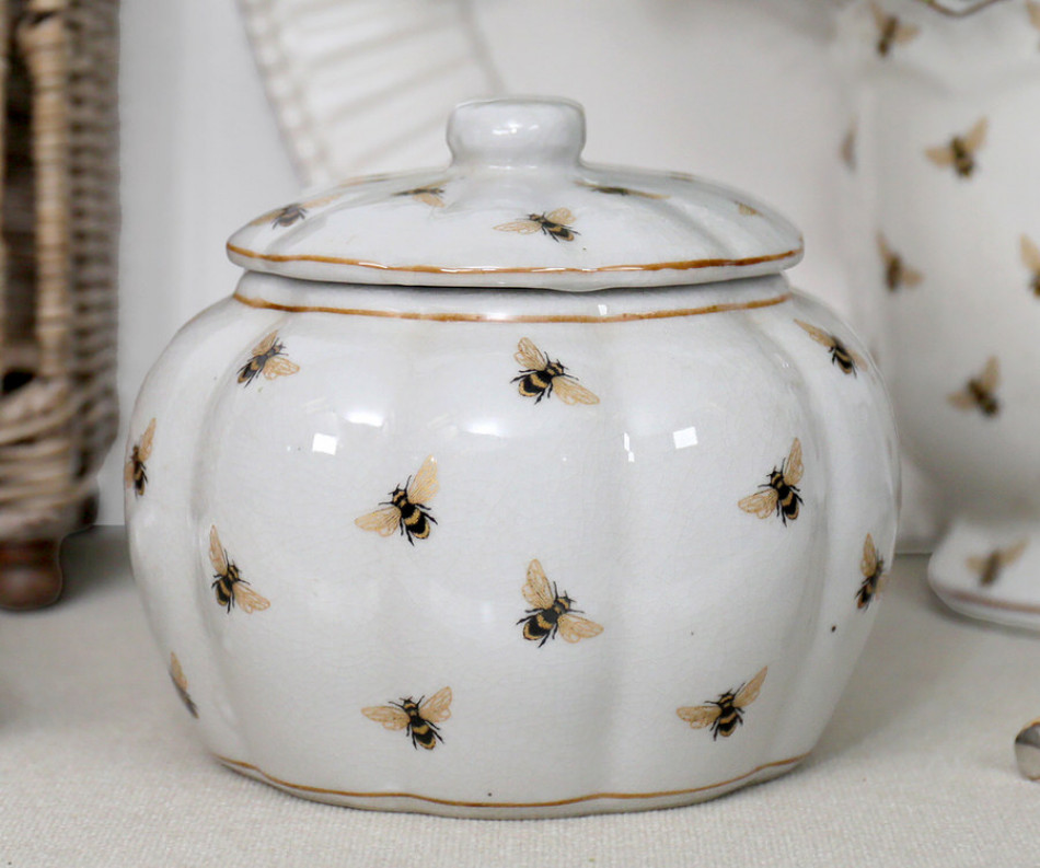 Jardin Gold Bees Ceramic Ginger Jar