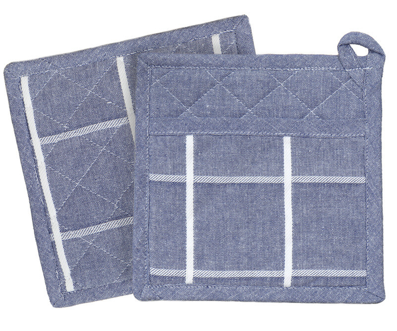 Campbell Check Pot Holder - Denim Blue