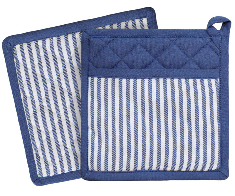 Classic Navy Ticking Stripe Pot Holder