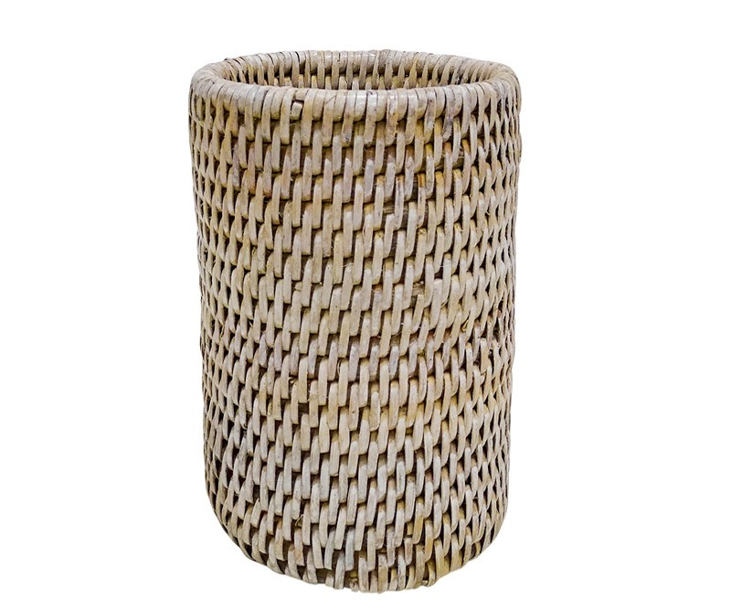 Whitewash Rattan Pot - Soap Pump Cover