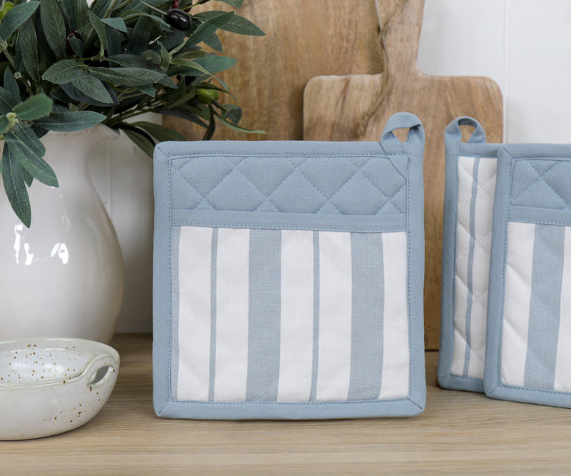 Breton Stripe Pot Holder - Powder Blue