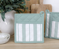 Breton Stripe Pot Holder - Sage Green