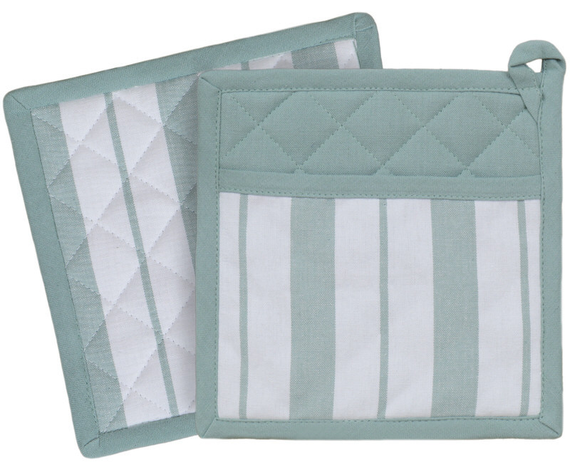 Breton Stripe Pot Holder - Sage Green