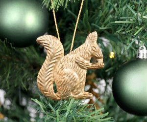 Antique Gold Squirrel Christmas Tree Decoration