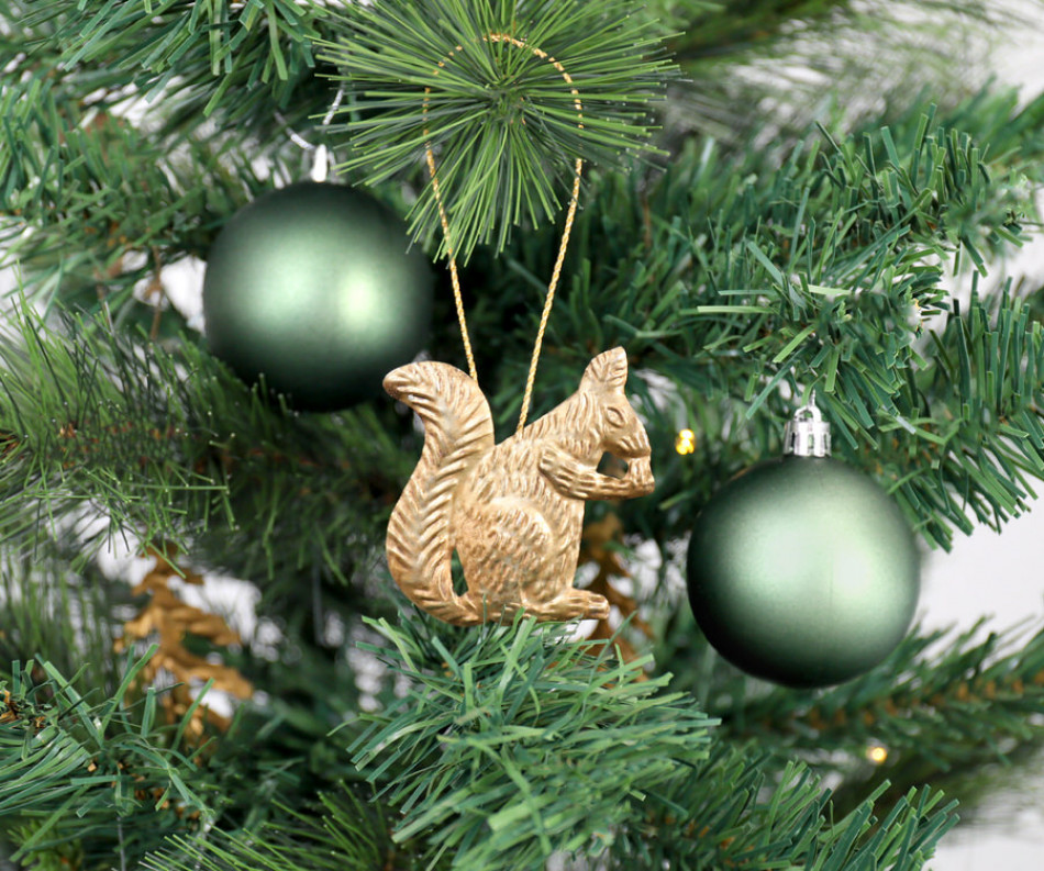 Antique Gold Squirrel Christmas Tree Decoration