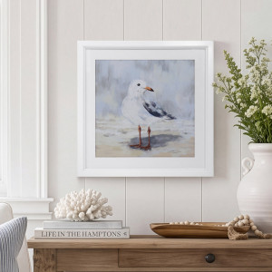 Seafarer II Framed Seagull Print, a wall display piece featuring the named subject and composition