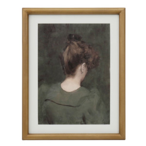 Rosina portrait of a woman in a forest green dress presented in a gold-toned wood frame.