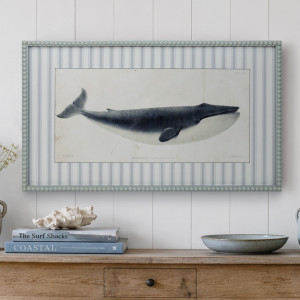 Nantucket Blue Whale Framed Print, framed wall artwork