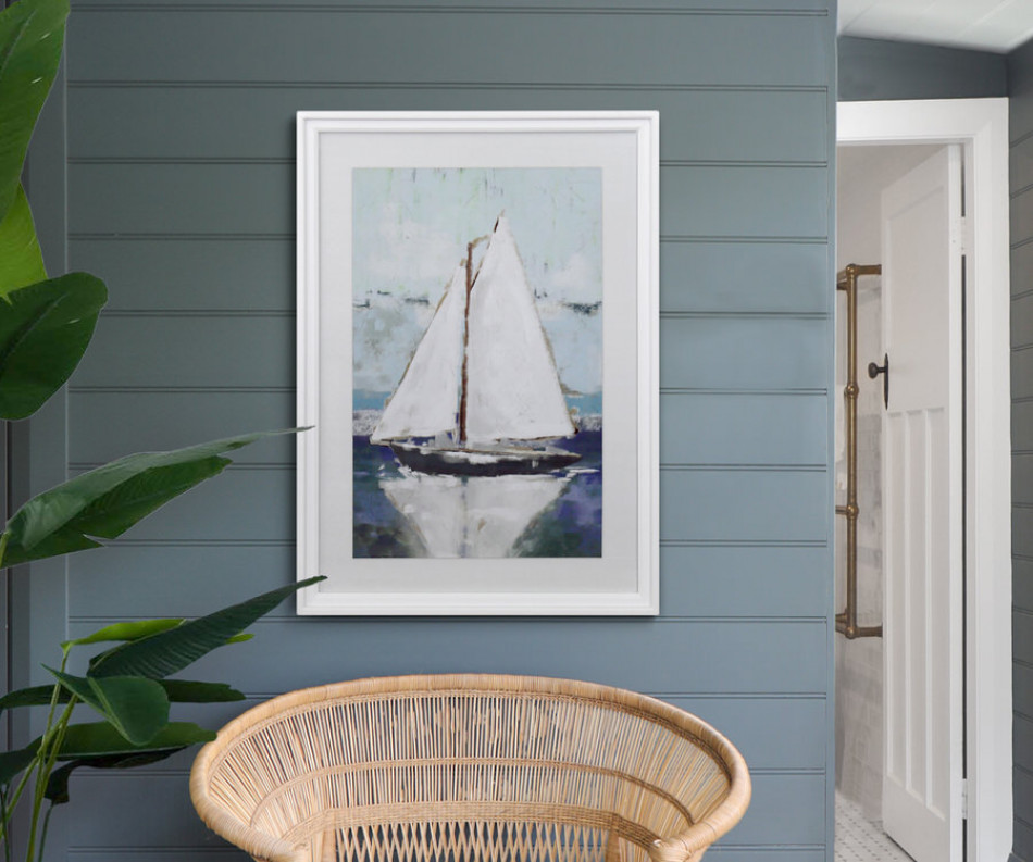 White Sails Coastal Wall Art Print