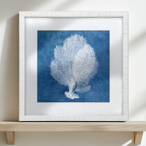 Montauk Blue Coral I Framed Print, presented as decorative artwork for creating a focal point on a wall