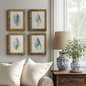 Atlantic Blue Shell I Framed Print, decorative wall artwork for an interior display
