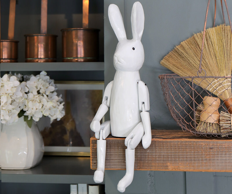 Bruno the White Rabbit - Vintage Wooden Toy