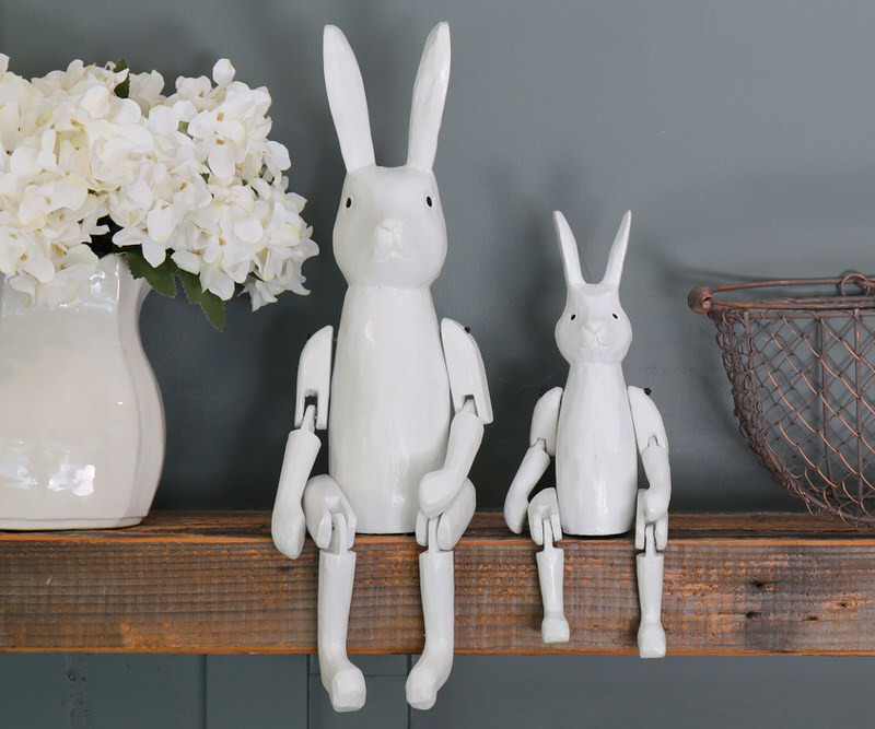 Benji the White Rabbit - Vintage Wooden Toy