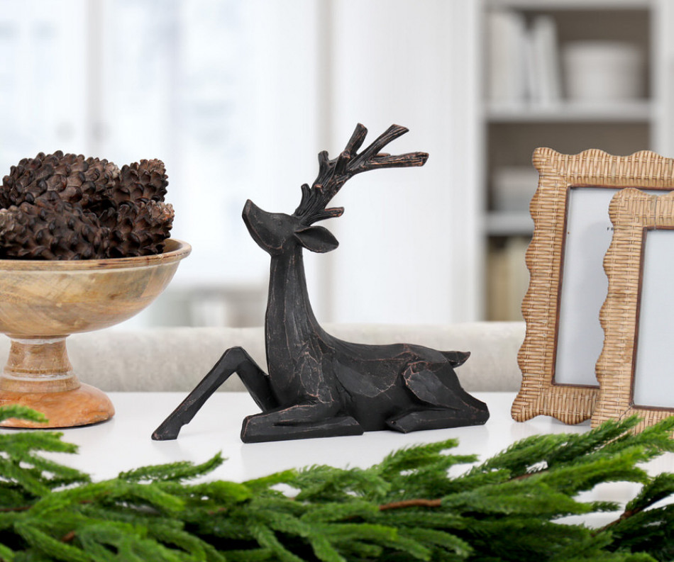 Seated Ebony Reindeer Christmas Decoration