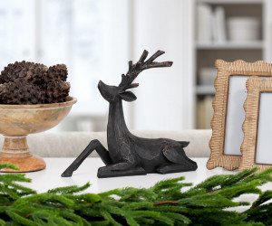 Seated Ebony Reindeer Christmas Decoration