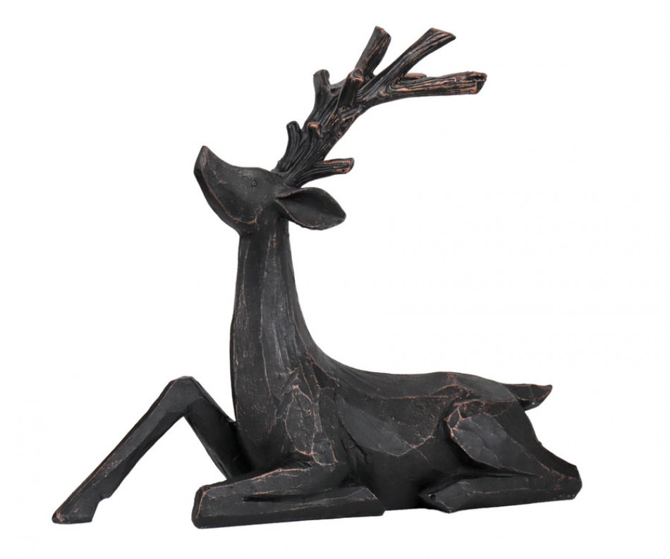 Seated Ebony Reindeer Christmas Decoration