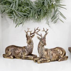 Set 2 Antique Gold Reindeer