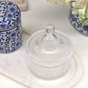 Mayfair Ribbed Glass Jar - Short, a drinkware piece for serving and tabletop use