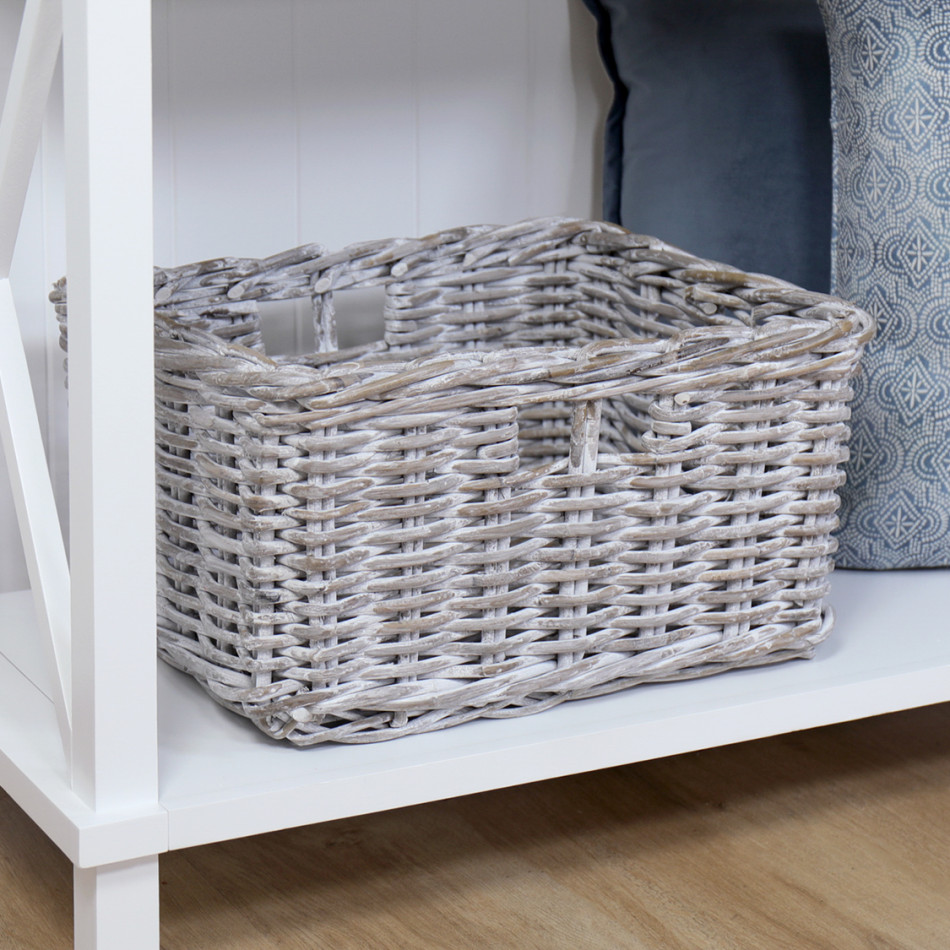 River Rattan Storage Basket Greywash 44cm, a practical basket for household storage or display