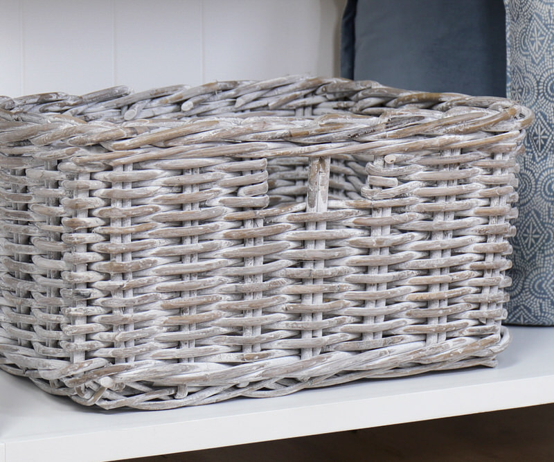 River Rattan Storage Basket Greywash 44cm