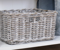 River Rattan Storage Basket Greywash 44cm