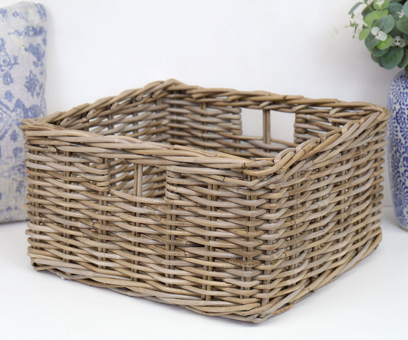 River Rattan Storage Basket Antique Grey 44cm