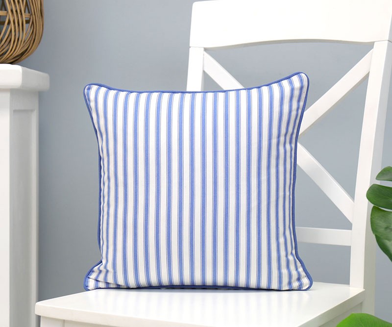 Bay Blue Ticking Stripe Cushion