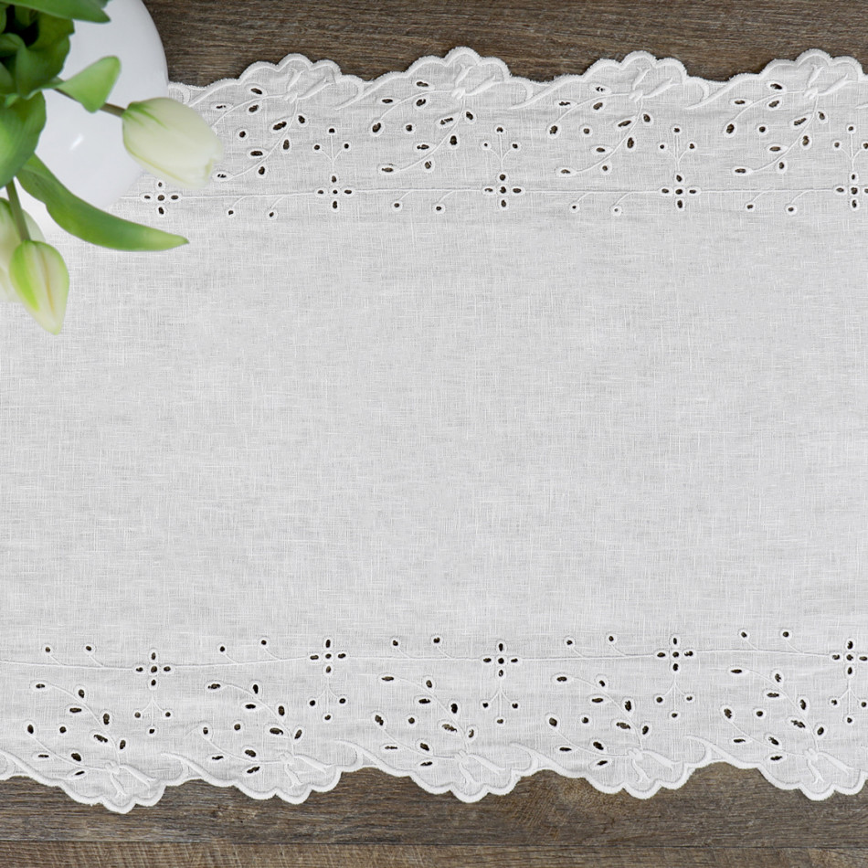 La Maison White Linen Table Runner, an occasional furniture surface for display and everyday use