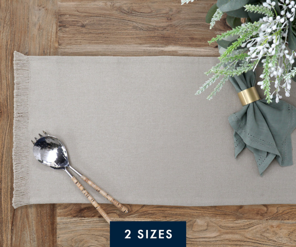 Taupe Bronte Fringe Table Runner