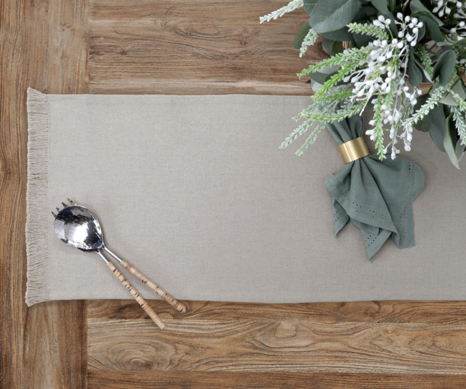 Taupe Bronte Fringe Table Runner