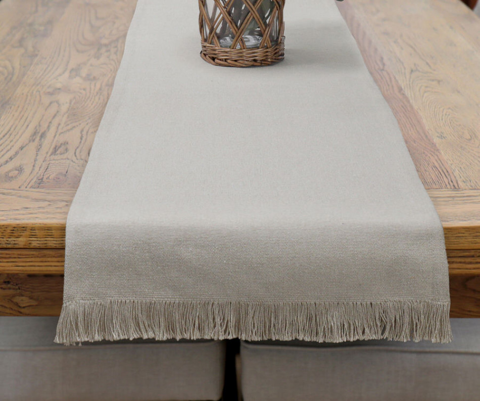 Taupe Bronte Fringe Table Runner
