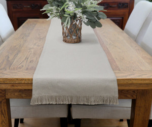 Taupe Bronte Fringe Table Runner