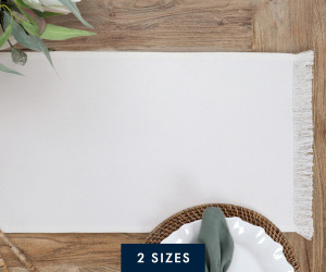 White Bronte Fringe Table Runner