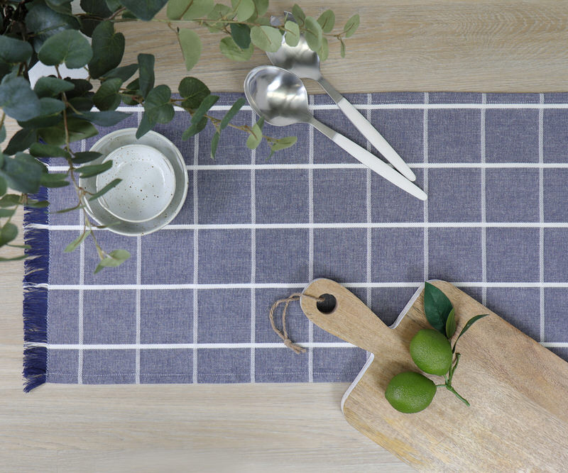 Denim Blue Campbell Check Table Runner