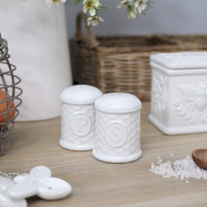Honeyfield White Bee Salt & Pepper Shakers, highlighting the product's distinctive form and defining design
