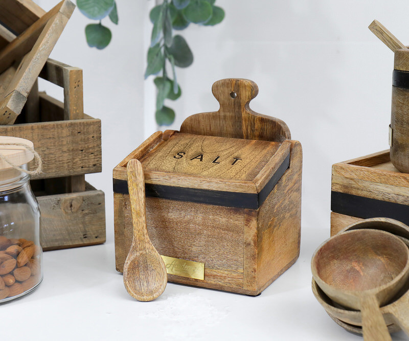 Wilson Wooden Salt Box with Spoon