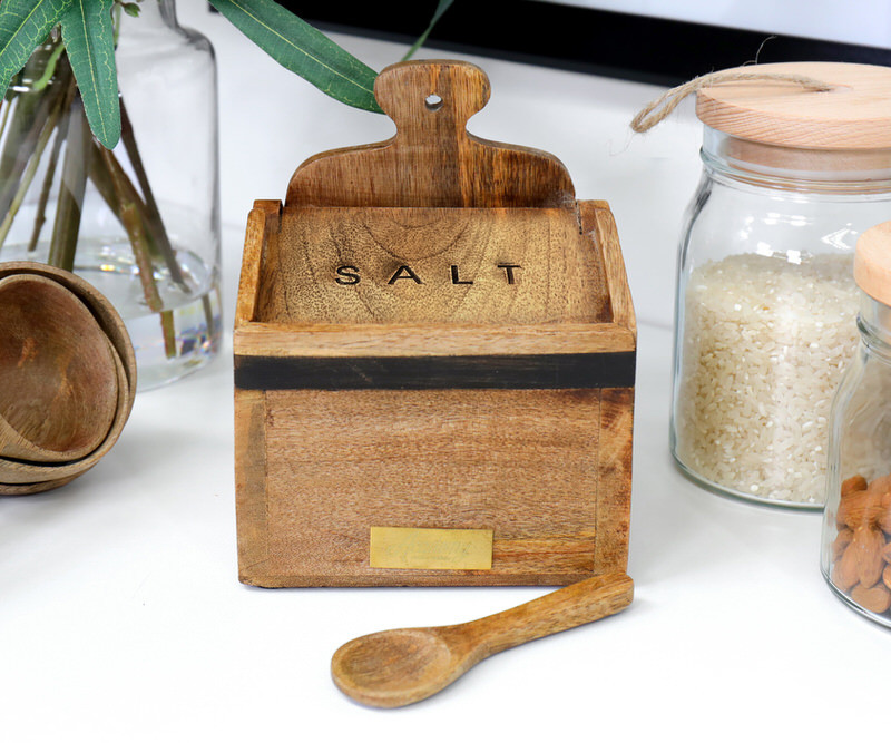 Wilson Wooden Salt Box with Spoon
